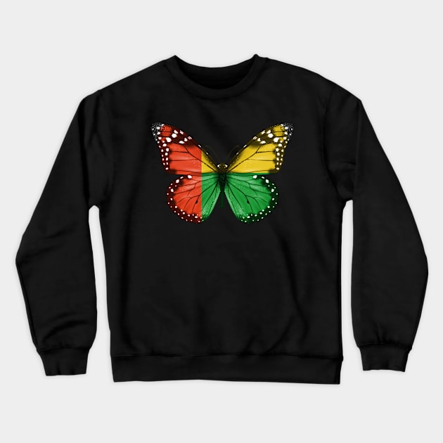 Bissau Guinean Flag  Butterfly - Gift for Bissau Guinean From Guinea Bissau Crewneck Sweatshirt by Country Flags